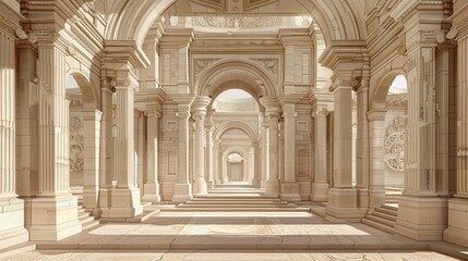 Obraz premium Create an artistic representation of the architectural style of Palladian using geometric shapes and intricate detailing