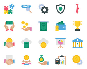 Flat color icons set for Business.