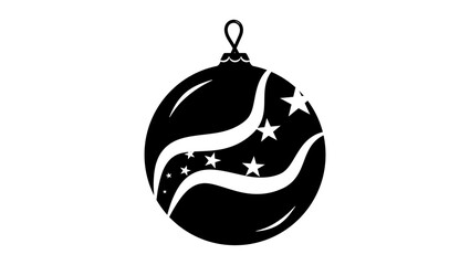 Christmas decoration ball, black isolated silhouette