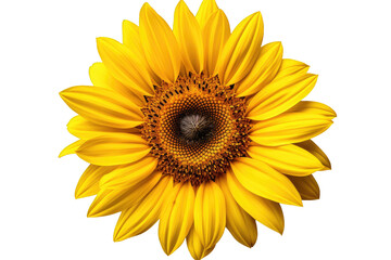 Fototapeta premium Large Yellow Sunflower With Black Center. on a White or Clear Surface PNG Transparent Background.