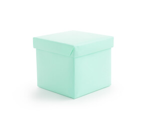 Green paper box isolated on white background