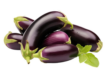 Pile of Eggplant on White Background. on a White or Clear Surface PNG Transparent Background.