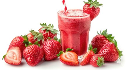 Single Glass Smoothie Isolated on White Background