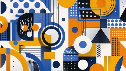 Abstract geometric background with various shapes and patterns