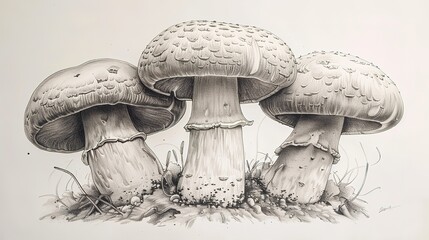 champignon mushrooms drawing