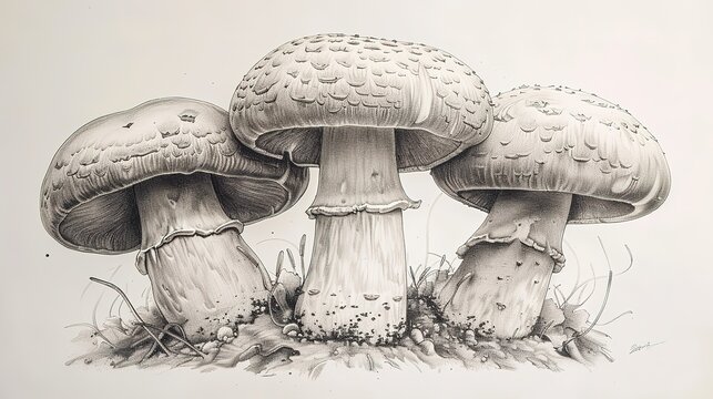 champignon mushrooms drawing