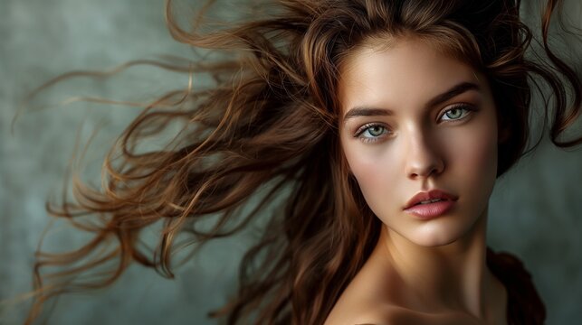A girl model in a striking pose, the HD image showcasing her beauty against a solid background with unparalleled clarity.
