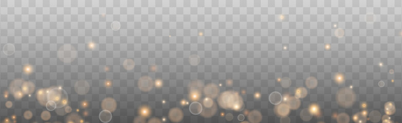 Bokeh light lights effect background. Gold dust PNG. Christmas background of shining dust Christmas glowing bokeh confetti and spark overlay texture for your design.	
 - obrazy, fototapety, plakaty