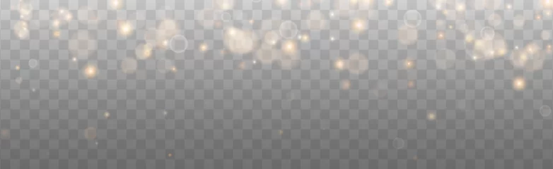 Fotobehang Bokeh light lights effect background. Gold dust PNG. Christmas background of shining dust Christmas glowing bokeh confetti and spark overlay texture for your design.   © Виктория Проскурина