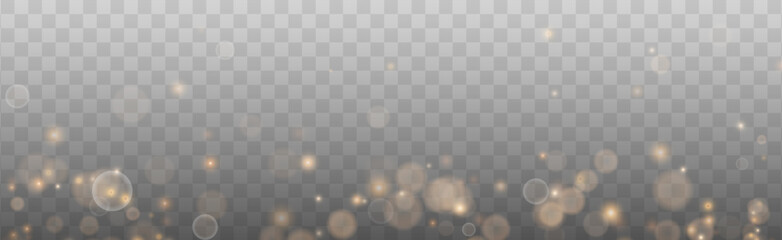 Bokeh light lights effect background. Gold dust PNG. Christmas background of shining dust Christmas glowing bokeh confetti and spark overlay texture for your design.	
 - obrazy, fototapety, plakaty