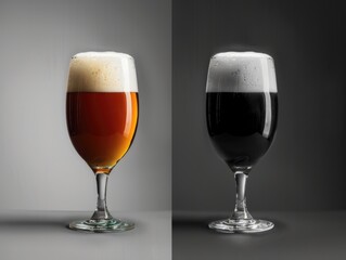 Final shot of two beer glasses side by side, highlighting their golden contents