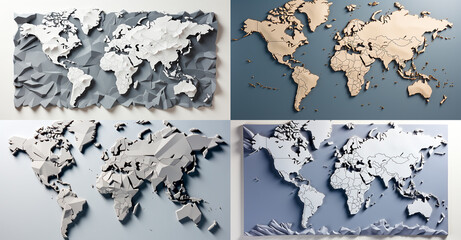 Gray world map design on white background. Modern and stylish aesthetics. Ideal for interior decor...