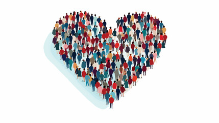 People in the shape of heart . flat vector isolated