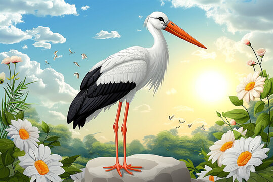 stork on a rock