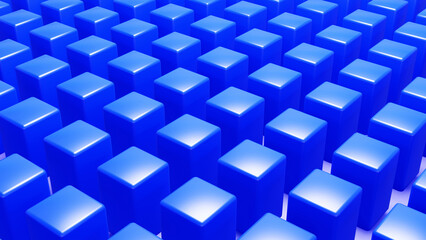 Obraz premium Blue cuboid geometric background, perspective pattern wallpaper 3d illustration.