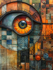  Abstract Mechanical Eye Mosaic