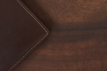 Bespoke full grain brown leather wallet background