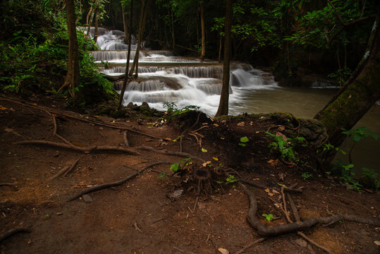 Beautiful waterfall in green forest in jungle ,Thailand