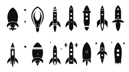 Stof per meter Ruimteschip Rockets icon or logo isolated sign symbol vector hi