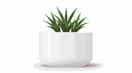 Round plant pot on white background flat vector iso