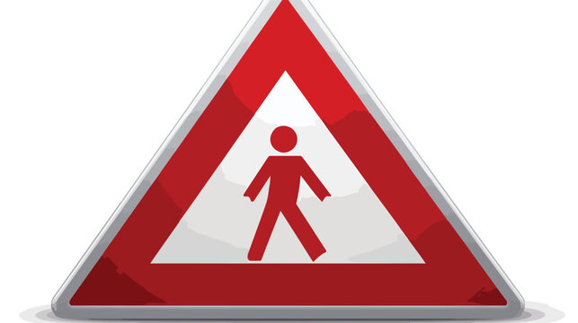 Running pedestrians warning sign red triangle sign