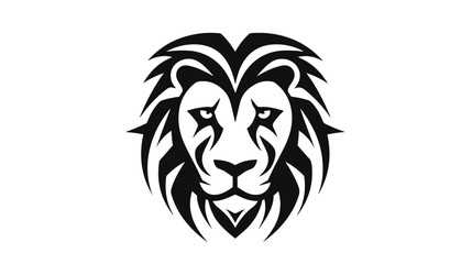 Simple lion head logo black and white flat vector 