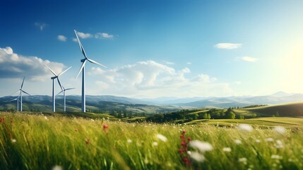 Group of windmills for electric power production in the green field