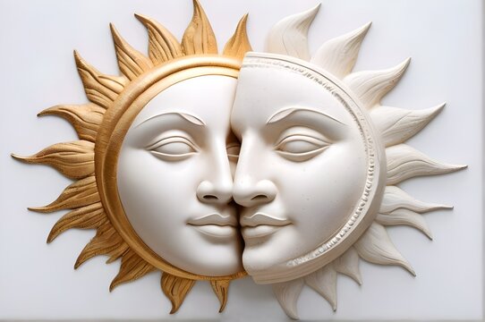 A illustration of blend of the sun and the moon  on the wall