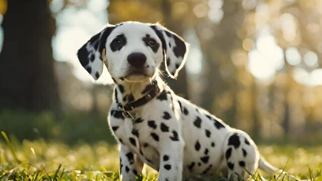 A dalmatian puppy outdoor 