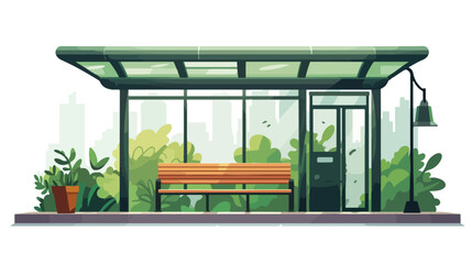 Subway stop shelter flat clipart vector illustration - obrazy, fototapety, plakaty