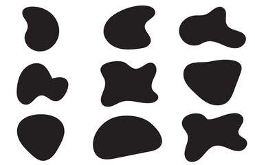 Organic blobs set icon. Random shapes cube drop