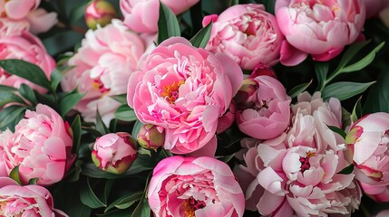 a large bouquet of gently pink peonies, generative ai, 
