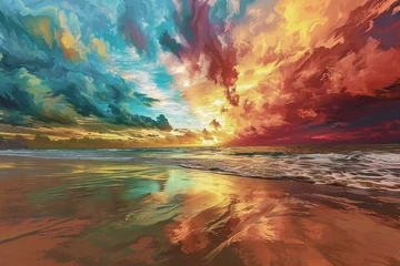 Foto op Plexiglas Beautiful seascape,  Sunset over the sea © Chromatic