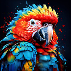 Watercolor colorful parrots AI_generated
