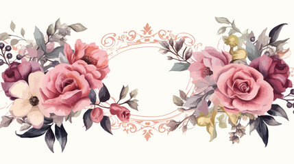 Vintage vector floral frame in victorian style with - obrazy, fototapety, plakaty