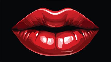 Woman red lips on black background icon illustration