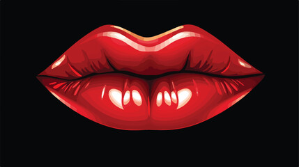 Woman red lips on black background icon illustration