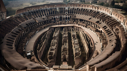 Roman colosseum view from above