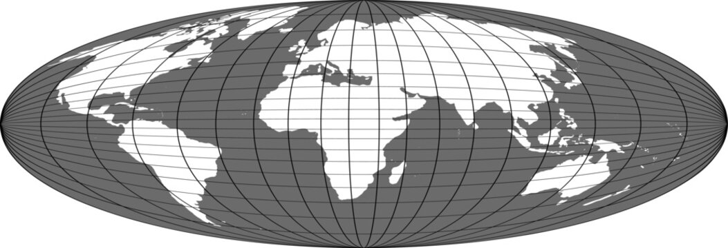 Vector world map with grid.