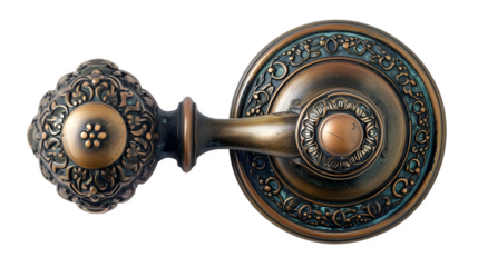 Antique Brass Doorknob on Transparent Background, PNG Design Element - Hand Edited Generative AI