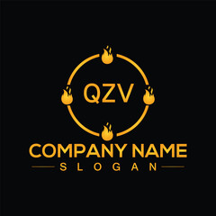 Handwritten QZV letters logo design with vector