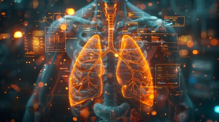 Anatomical Illustration of Human Lungs with High-Resolution Detail - obrazy, fototapety, plakaty