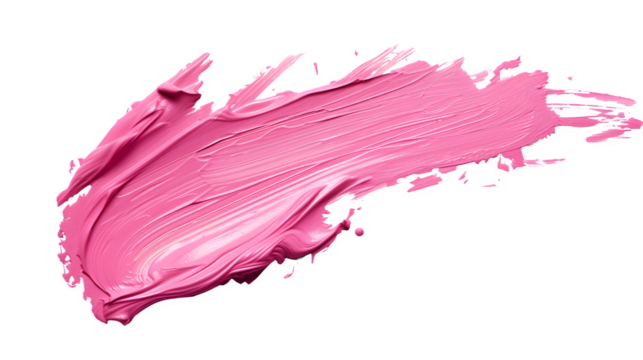 Pink Paint Brush Stroke on Transparent White Background, Artistic Design Element - Hand Edited Generative AI