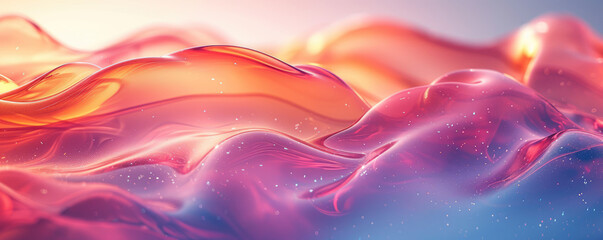 A dreamy, fluid landscape ripples with vibrant pink and golden hues, evoking a sense of gentle motion and warmth.