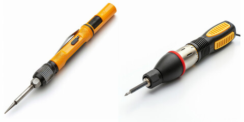 A professional precision soldering iron with a metallic tip, isolated on a clean white background.