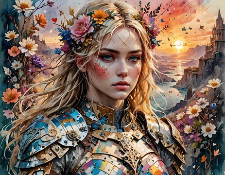 portrait of a woman with flowers