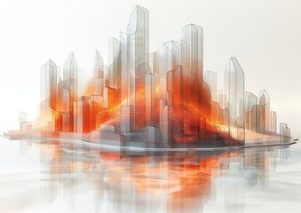 Technological Background: Lights, Beams, Code, Line Charts, and More