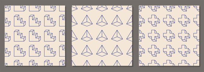 Minimalist line art seamless pattern abstract creative geometric composition - 759641261