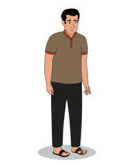 A young boy standing cartoon character design