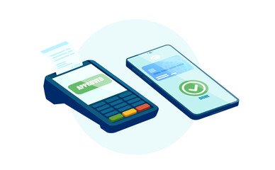 POS terminal accepting a digital wallet payment on smartphone